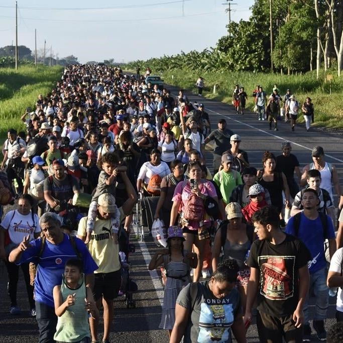 Hundreds of migrants leave southern Mexico on foot in a new caravan headed for the US border